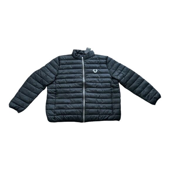 NWT True Religion Jet Black Light Puffer Jacket Men’s Size XXXL Style 107468 - Picture 1 of 9